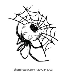 halloween araña eyeball ilustraciones hechas a mano vectorial