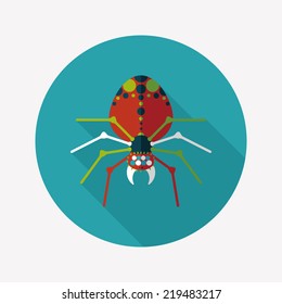 Halloween spider flat icon with long shadow,eps10