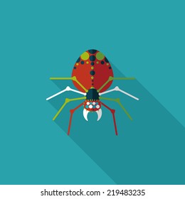 Halloween spider flat icon with long shadow,eps10