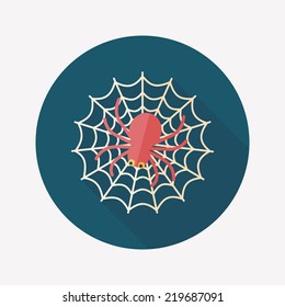 Halloween Spider flat icon with long shadow,eps10