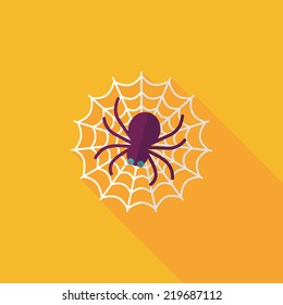Halloween Spider flat icon with long shadow,eps10