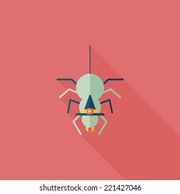 Halloween Spider flat icon with long shadow,eps10