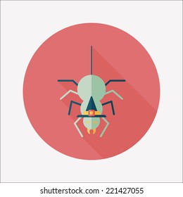 Halloween Spider flat icon with long shadow,eps10
