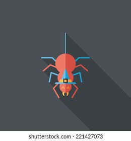Halloween Spider flat icon with long shadow,eps10