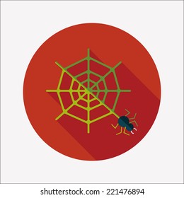 Halloween Spider flat icon with long shadow,eps10