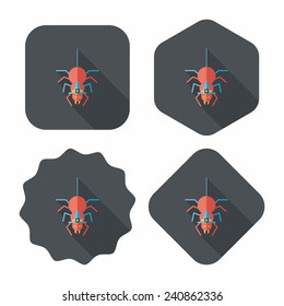 Halloween Spider flat icon with long shadow, eps10