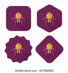 Halloween spider flat icon with long shadow,eps10
