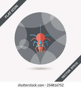 Halloween Spider flat icon with long shadow,eps10