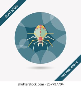 Halloween spider flat icon with long shadow,eps10