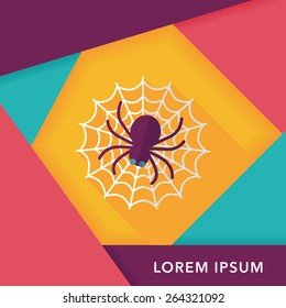 Halloween Spider flat icon with long shadow,eps10
