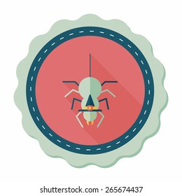 Halloween Spider flat icon with long shadow,eps10