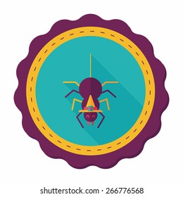 Halloween Spider flat icon with long shadow,eps10