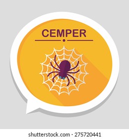 Halloween Spider flat icon with long shadow,eps10