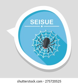 Halloween Spider flat icon with long shadow,eps10