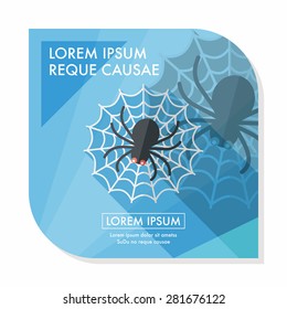 Halloween Spider flat icon with long shadow,eps10