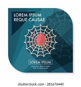 Halloween Spider flat icon with long shadow,eps10