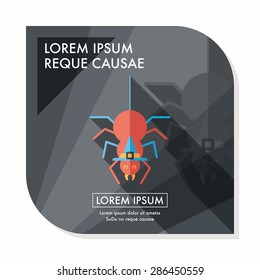 Halloween Spider flat icon with long shadow,eps10