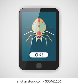 Halloween spider flat icon with long shadow,eps10