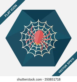 Halloween Spider flat icon with long shadow,eps10