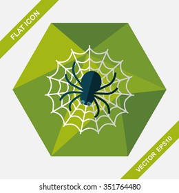 Halloween Spider flat icon with long shadow,eps10