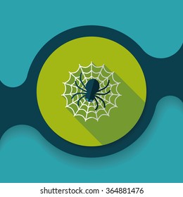 Halloween Spider flat icon with long shadow,eps10