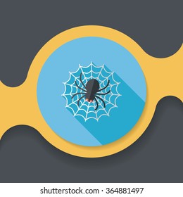 Halloween Spider flat icon with long shadow,eps10