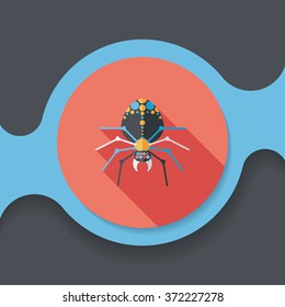 Halloween spider flat icon with long shadow,eps10