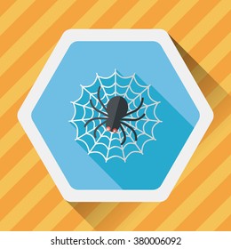 Halloween Spider flat icon with long shadow,eps10