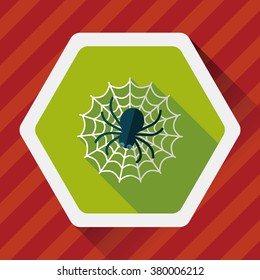 Halloween Spider flat icon with long shadow,eps10