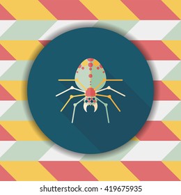 Halloween spider flat icon with long shadow,eps10