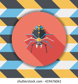 Halloween spider flat icon with long shadow,eps10