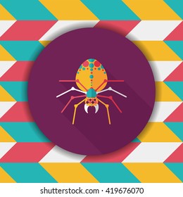Halloween spider flat icon with long shadow,eps10