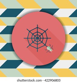 Halloween Spider flat icon with long shadow,eps10