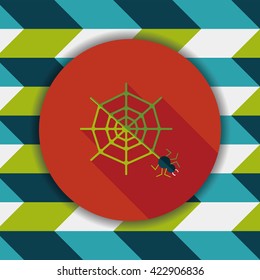 Halloween Spider flat icon with long shadow,eps10