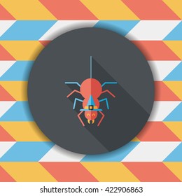 Halloween Spider flat icon with long shadow,eps10