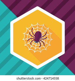 Halloween Spider flat icon with long shadow,eps10