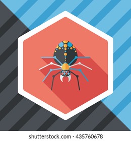 Halloween spider flat icon with long shadow,eps10