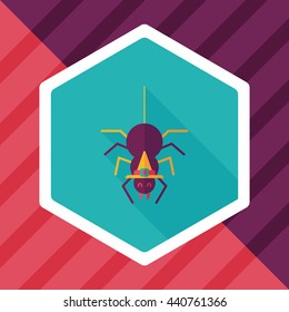 Halloween Spider flat icon with long shadow,eps10