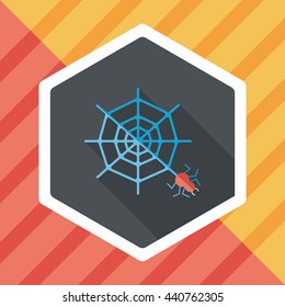 Halloween Spider flat icon with long shadow,eps10
