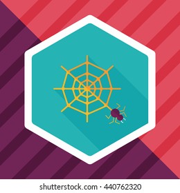 Halloween Spider flat icon with long shadow,eps10