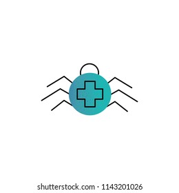 Halloween spider icon in flat line style. Vector illustration