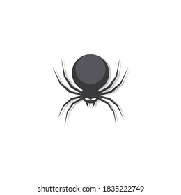 Halloween spider icon with glowing eyes, Halloween holiday. Shadow design. Isolated icon. Flat style vector illustration.
