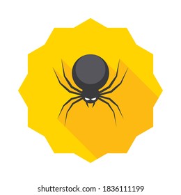 Halloween spider icon with glowing eyes, Halloween holiday. Isolated icon. Flat style vector illustration.