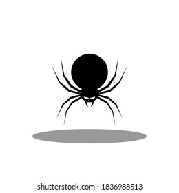 Halloween spider icon with glowing eyes, Halloween holiday. Shadow design. Isolated icon. Flat style vector illustration.