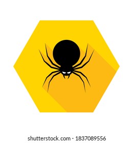Halloween spider icon with glowing eyes, Halloween holiday. Isolated icon. Flat style vector illustration.