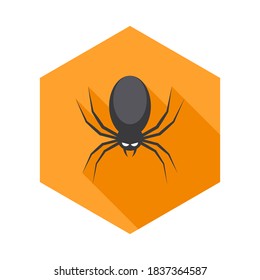 Halloween spider icon with glowing eyes, Halloween holiday. Isolated icon. Flat style vector illustration.