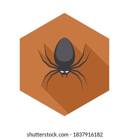 Halloween spider icon with glowing eyes, Halloween holiday. Isolated icon. Flat style vector illustration.