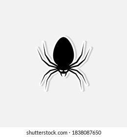 Halloween spider icon with glowing eyes, Halloween holiday. White stroke and shadow design. Isolated icon. Flat style vector illustration.