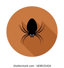 Halloween spider icon with glowing eyes, Halloween holiday. Isolated icon. Flat style vector illustration.
