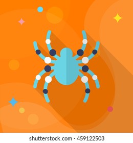 Halloween spider icon, Vector flat long shadow design. Halloween concept.